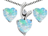 Original Star K™ Created Opal Heart Shape Pendant with Free Box Set matching earrings