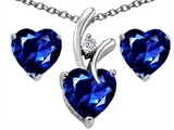 Original Star K™ Created Sapphire Heart Shape Pendant with Free Box Set matching earrings