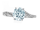Tommaso Design™ Round 7mm Genuine Aquamarine and Diamonds Bypass Ring