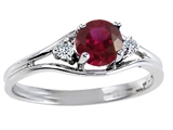 Tommaso Design™ Genuine Ruby and Diamond Ring