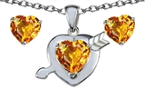Original Star K™ Genuine Citrine Heart with Arrow Pendant Box Set with Free matching earrings