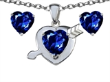 Original Star K™ Created Sapphire Heart with Arrow Pendant Box Set with Free matching earrings