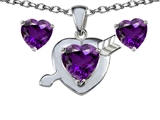 Original Star K™ Genuine Amethyst Heart with Arrow Pendant Box Set with Free matching earrings