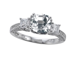 Zoe R™ Engagement Ring With 14 Genuine Diamonds And 7mm Cushion Cut Genuine White Topaz By Zo