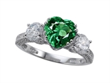 Zoe R™ Engagement Ring With 14 Genuine Diamonds And 8mm Heart Shape Simulated Emerald By Zoe