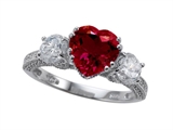 Zoe R™ Engagement Ring With 14 Genuine Diamonds And 8mm Heart Shape Created Ruby