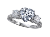 Zoe R™ Engagement Ring With 14 Genuine Diamonds And 8mm Heart Shape Genuine White Topaz