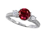 Zoe R™ Engagement Ring With 14 Genuine Diamonds And 7mm Round Created Ruby