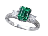 Zoe R™ Engagement Ring With 14 Genuine Diamonds And 8x6mm Emerald Cut Simulated Emerald