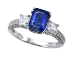 Zoe R™ Engagement Ring With 14 Genuine Diamonds And 8x6mm Emerald Cut Created Sapphire