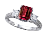 Zoe R™ Engagement Ring With 14 Genuine Diamonds And 8x6mm Emerald Cut Created Ruby