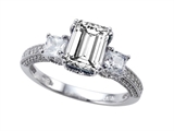 Zoe R™ Engagement Ring With 14 Genuine Diamonds And 8x6mm Emerald Cut Genuine White Topaz By