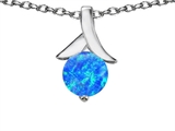 Original Star K™ Round Pendant with Created Blue Opal