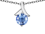 Original Star K™ Round 7mm Pendant with Simulated Aquamarine