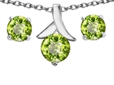 Original Star K™ Genuine Peridot Round Pendant Box Set with Free matching earrings