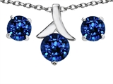 Original Star K™ Created Sapphire Round Pendant Box Set with Free matching earrings
