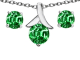 Original Star K™ Simulated Emerald Round 7mm Pendant Box Set with Free matching earrings