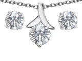 Original Star K™ Genuine White Topaz Round Pendant Box Set With Free Matching Earrings