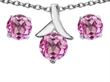 Original Star K™ Lab Created Pink Sapphire 7mm Round Pendant Box Set with Free matching earrings