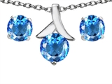 Original Star K™ Genuine Blue Topaz Round Pendant Box Set with Free matching earrings