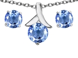 Original Star K™ Simulated Aquamarine Round 7mm Pendant Box Set with Free matching earrings