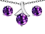 Original Star K™ Genuine Amethyst Round Pendant Box Set with Free matching earrings