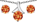 Original Star K™ Simulated Mexican Fire Opal Round Pendant Box Set with Free matching earrings