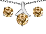Original Star K™ Simulated Imperial Yellow Topaz Round Pendant Box Set With Free Matching Earrings