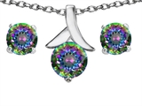 Original Star K™ Genuine Mystic Topaz Round Pendant Box Set with Free matching earrings