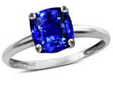 Tommaso Design™ Created Sapphire 7mm Cushion Cut Solitaire Engagement Ring