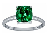 Tommaso Design™ Simulated Emerald 7mm Cushion Cut Solitaire Engagement Ring