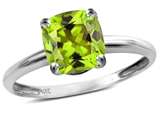 Tommaso Design™ Genuine Peridot 7mm Cushion Cut Solitaire Engagement Ring