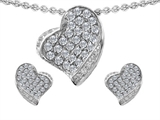 Original Star K™ Genuine White Topaz Heart Shape Love Pendant Box Set With Matching Earrings