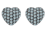 Original Star K™ Small Puffed Heart Love Earrings with Simulated Aquamarine
