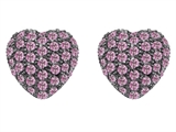 Original Star K™ Small Puffed Heart Love Earrings with Created Pink Sapphire
