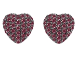 Original Star K™ Small Puffed Heart Love Earrings with Lab Created Ruby