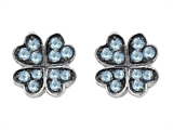 Celtic Love by Kelly Small Lucky Clover Earrings with Simulated Aquamarine