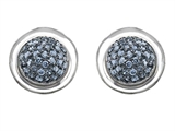 Original Star K™ Round Puffed Earrings with Simulated Aquamarine