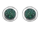Original Star K™ Round Puffed Earrings with Simulated Emerald