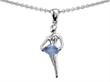 Original Star K™ Ballerina Dancer Pendant with Round 7mm Simulated Aquamarine