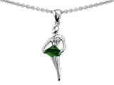 Original Star K™ Ballerina Dancer Pendant with Round 7mm Simulated Emerald