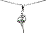 Original Star K™ Ballerina Dancer Pendant with Round 7mm Rainbow Mystic Topaz