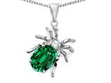 Original Star K™ Spider Pendant With 9x7mm Oval Simulated Emerald