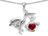 Original Star K™ New Baby Stork Mother Pendant with Heart Shape Created Ruby