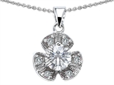 Original Star K™ Flower Pendant With Round 6mm Genuine White Topaz