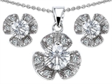 Original Star K™ Genuine White Topaz Flower Pendant Box Set With Matching Earrings