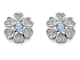 Original Star K™ Flower Earrings With Round Simulated Aquamarine