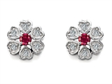 Original Star K™ Flower Earrings With Round Lab Created Ruby