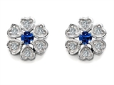 Original Star K™ Flower Earrings With Round Lab Created Sapphire