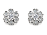 Original Star K™ Flower Earrings With Round Genuine White Topaz